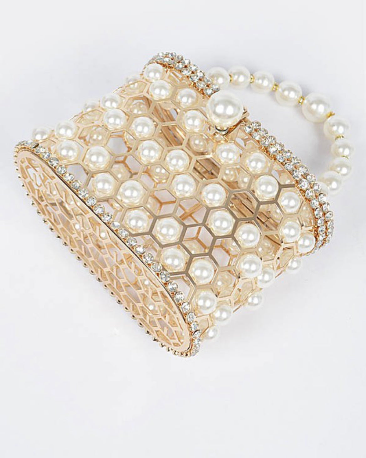 Faux Pearl Mesh Party Clutch