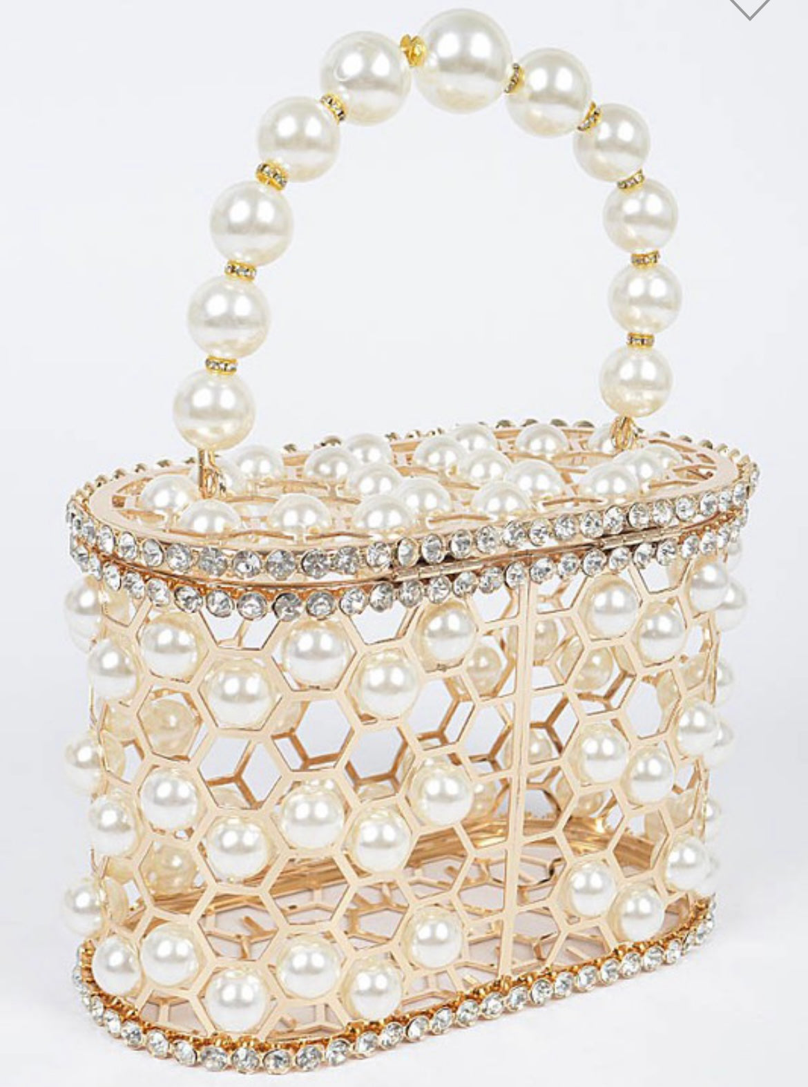 Faux Pearl Mesh Party Clutch