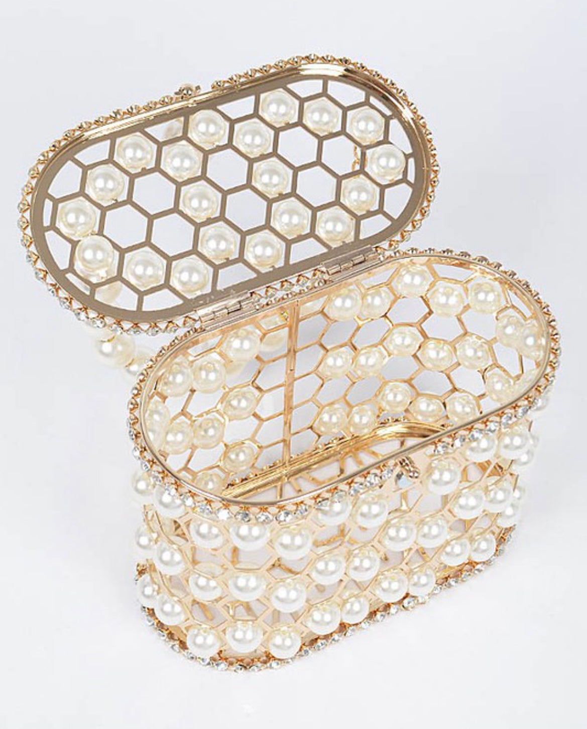 Faux Pearl Mesh Party Clutch