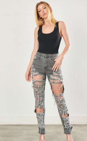 Distressed High Waisted Jeans