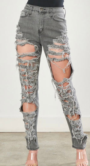 Distressed High Waisted Jeans